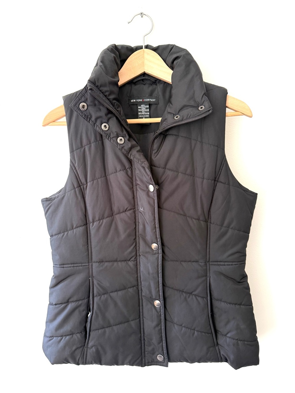 New York Company Black Quilted Puffer Vest S Apres Ski Winter Chalet Cabincore